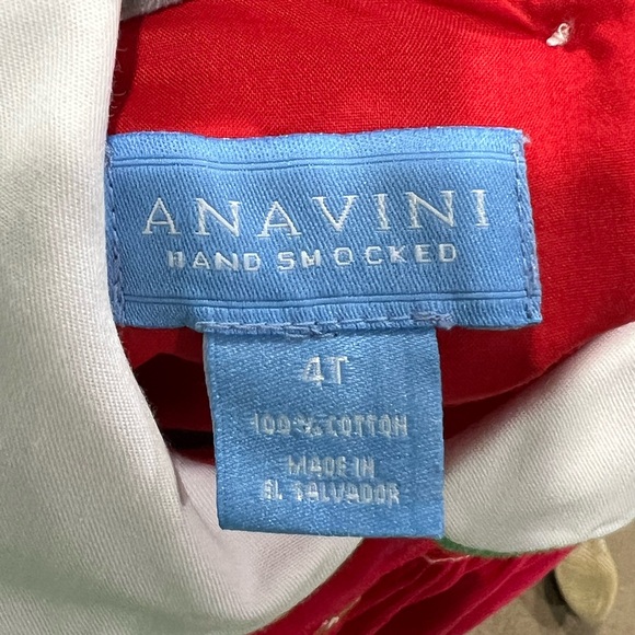 Red Smocked Corduroy Dress with White Collar, Christmas Accent, Size 4T - Picture 4 of 4